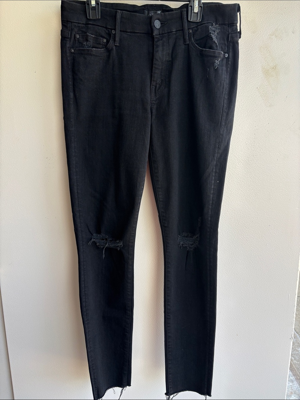 Mother Looker Ankle Fray Black Distressed Women’s Jeans Size 29